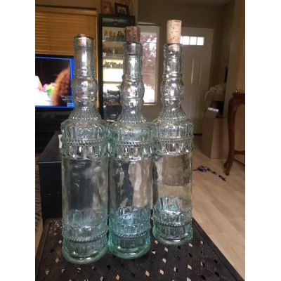 3 Decorative Tall Glass Bottles    302840416620